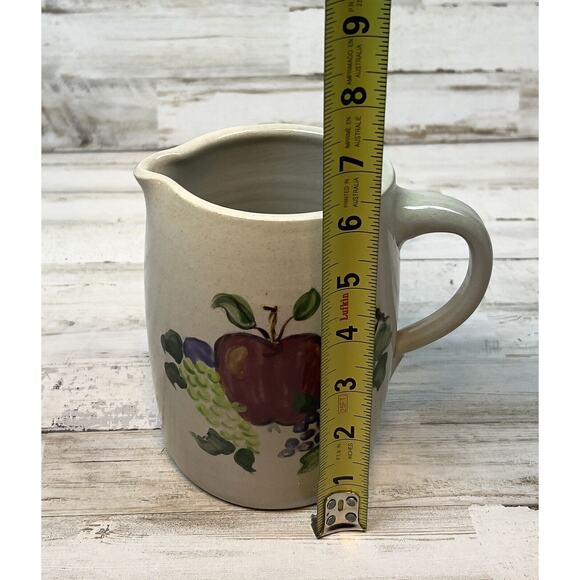 Casey Pottery Marshall Texas 6" Pitcher Pottery Apple Grapes Handmade - Picture 7 of 8